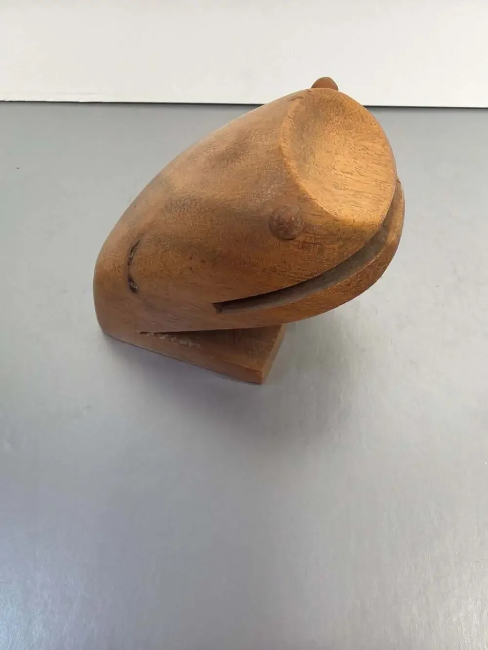 Vintage Handmade Wooden Frog Figurine‎ Folk Art Dated 1996